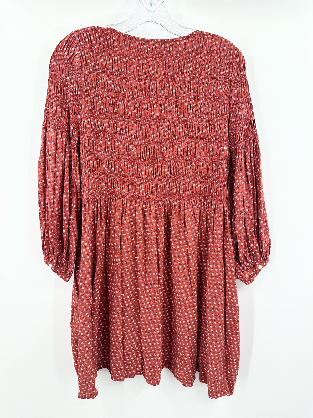 Madewell Easy Smocked Long Sleeve Mini Shift Dress Tiny Daisy Size Small - Picture 3 of 5